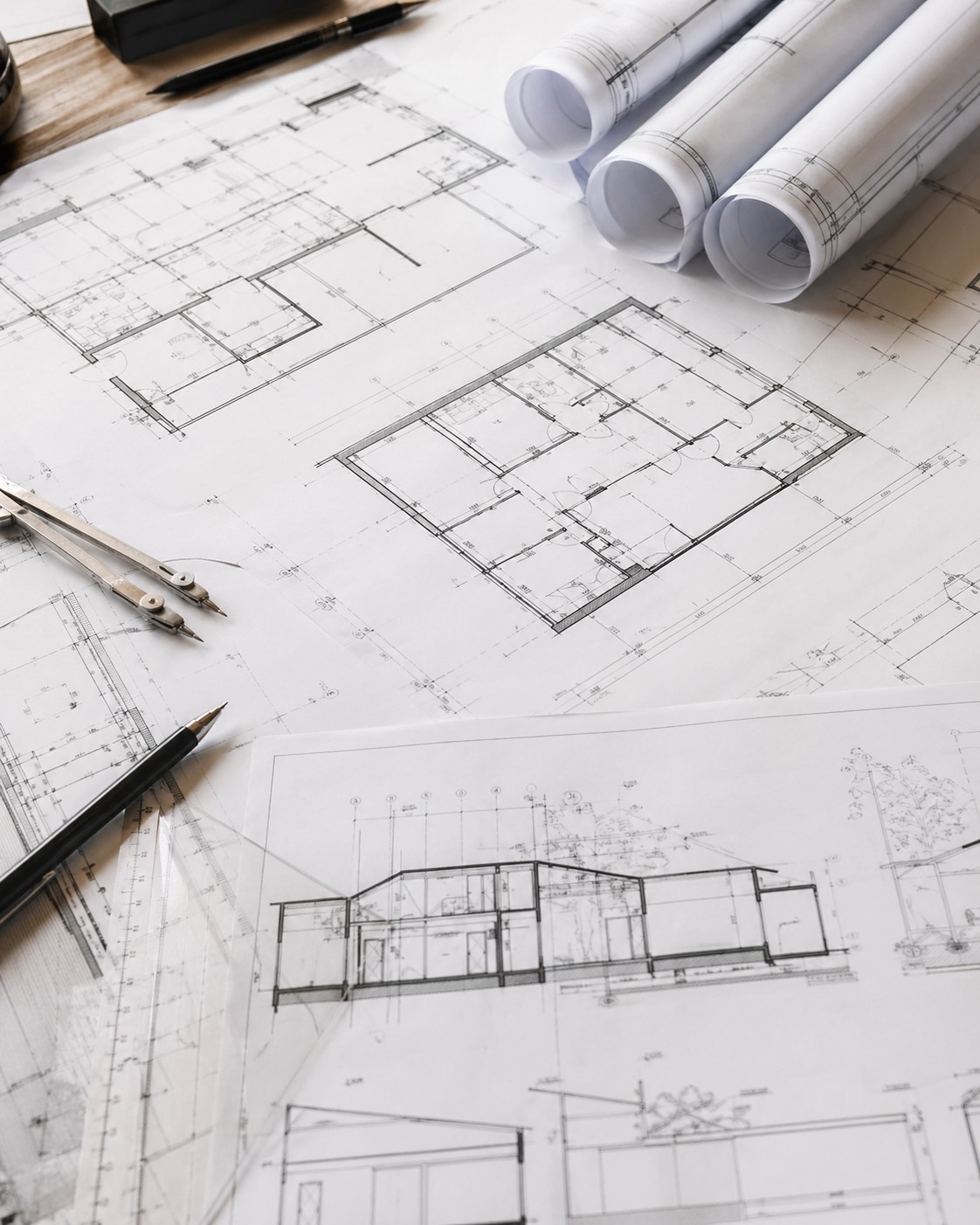 Professional architectural remodeling drawings and floor plans
